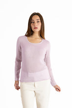 maglia girocollo lilla in puro cashmere