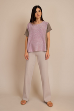 Square sweater with lurex central panel