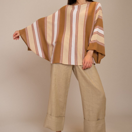 Striped cotton kimono