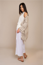 ¾ sleeve jacquard cardigan with fringes