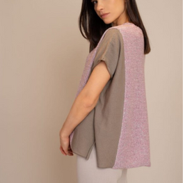 Square sweater with lurex central panel