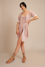 Two-tone buttonless cardigan with belt