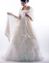 Stola lunga double cashmere e tulle