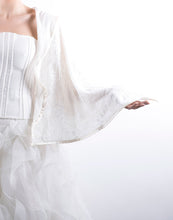 Stola corta double cashmere e pizzo