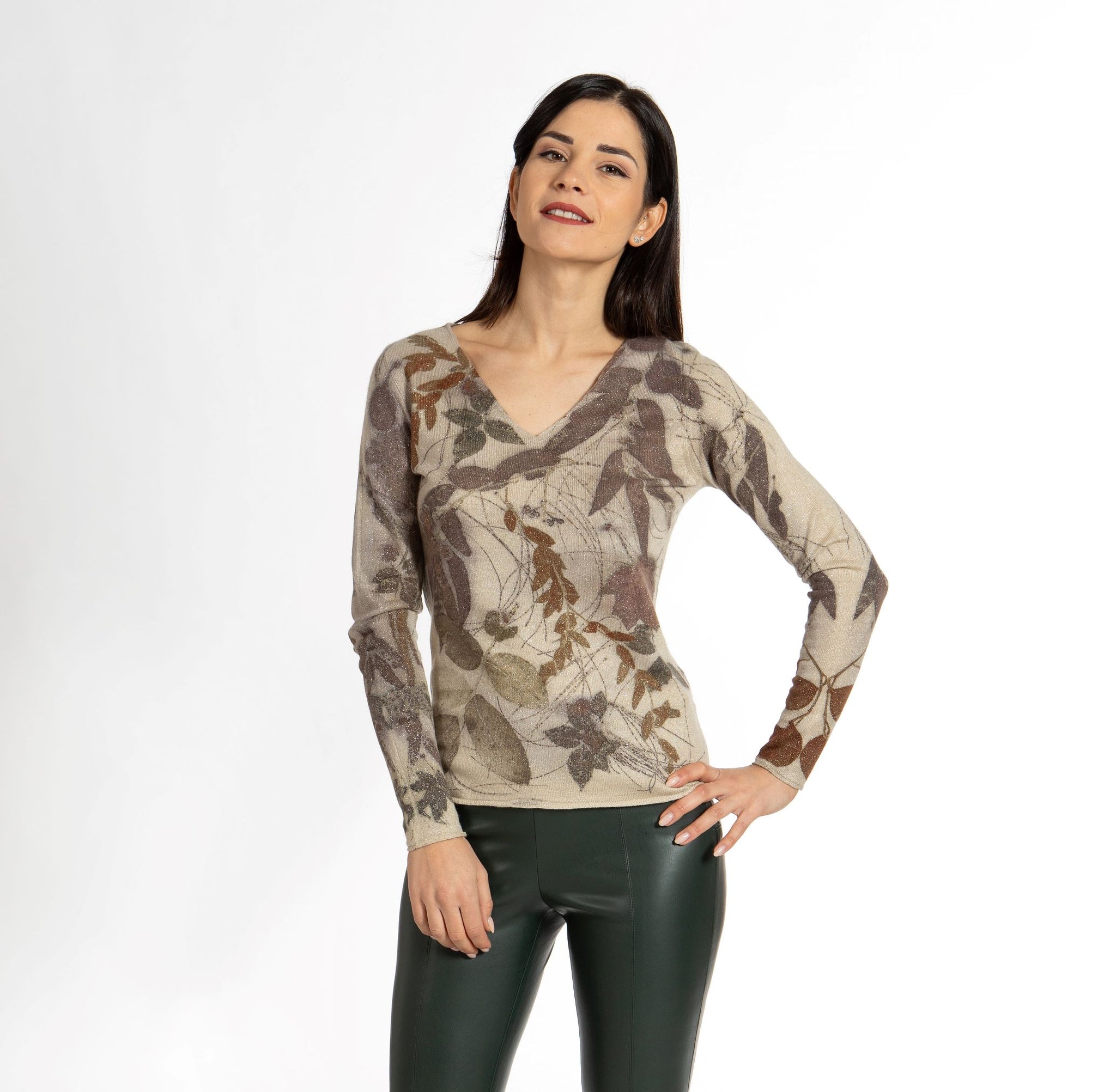 Maglia Scollo V Ecoprint