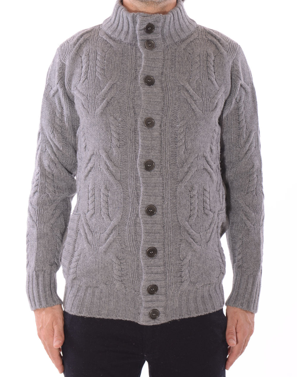 Turtleneck cardigan with 9 buttons