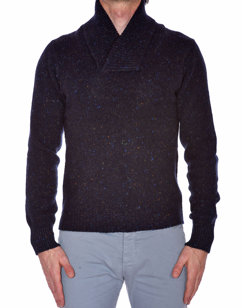 Men's sweater with shawl collar